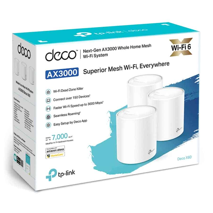 (image for) TP-LINK Dual-Band Deco X60 AX3000 WiFi Mesh System 3 Pack